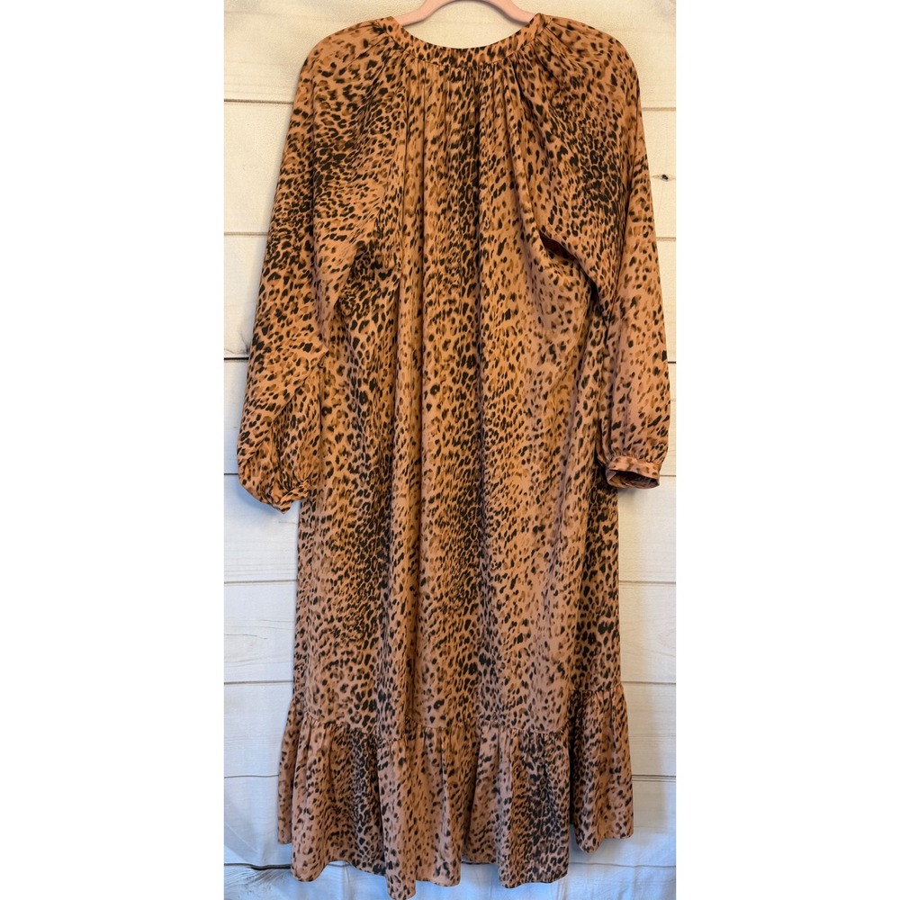 Brochu Walker Haviland Dress Leopard Animal Print Ruffle Hem Midi APP4062 Brown - Picture 7 of 7